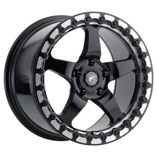 Forgestar Drag Pack Series D5 Beadlock 17x10 6.6" Backspace Gloss Black Machine Lip Rear Wheel for 05-Current Challenger, Charger, Magnum & 300C SRT8, SRT & Hellcat - F00170071P30