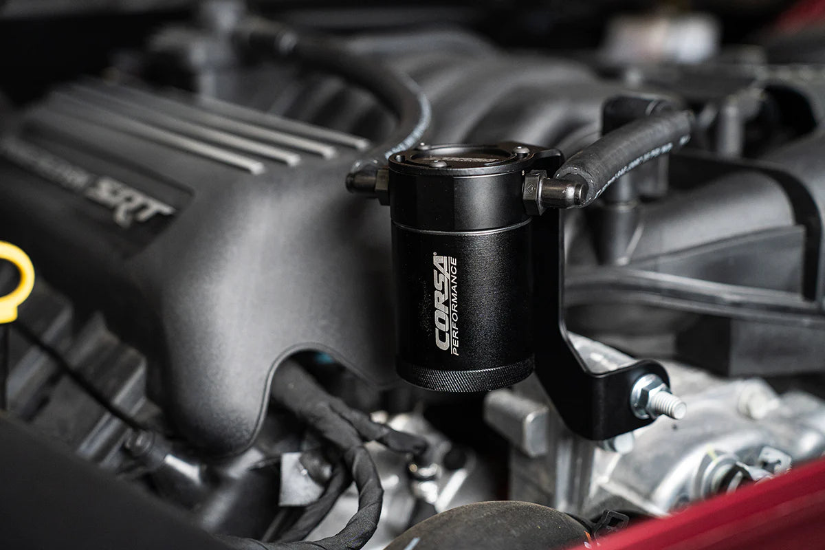 CORSA CC0006 Aluminum Oil Catch Can for 15-23 Challenger, Charger, Durango SRT Hellcat & Trackhawk