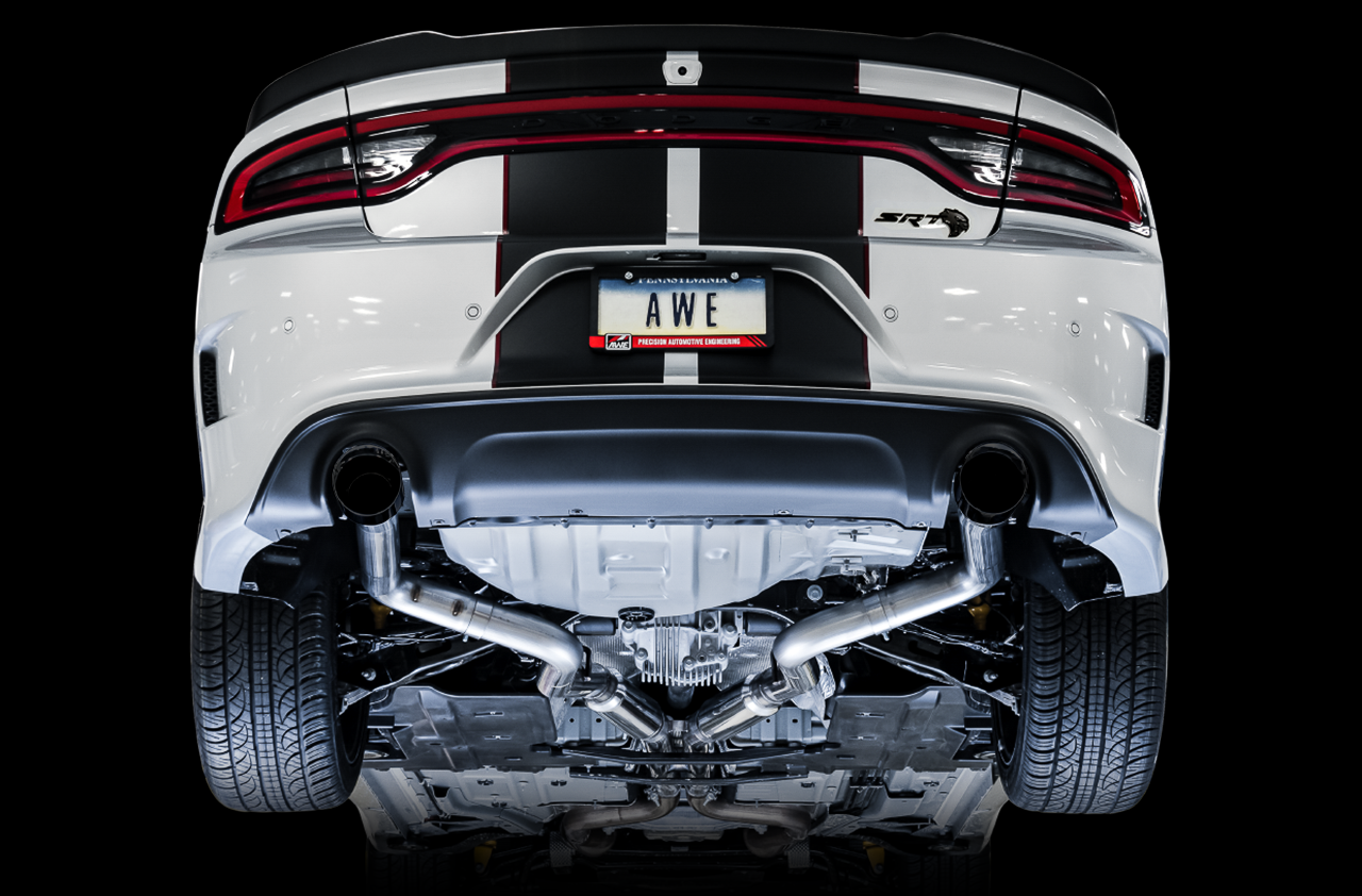 AWE Track Cat-Back Exhaust w/ 4.5" Black Tips For 15-23 Dodge Charger 6.4L/6.2L