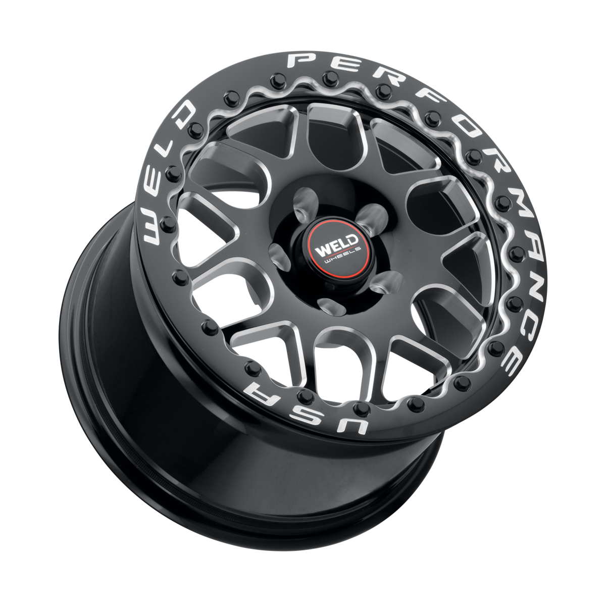 WELD Racing S910B0071P22 Solana Beadlock 15x10 6.36" Backspace Gloss Black Milled Wheel for 05-23 Challenger, Charger, Magnum & 300C R/T, SRT8, SRT & Hellcat with 15" Brake Conversion