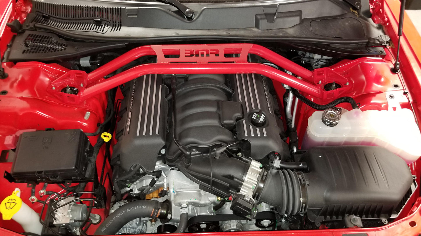 STB110 -BMR Strut Tower Brace, Front, Twin Tube Design 2008-Current Dodge Challengers & 2015-Current Dodge Chargers-Red