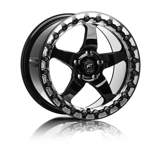 Forgestar D5 Beadlock Gloss Black Wheel w/Machined Lip 17x10 +50 5x4.5BC - F00170067P50