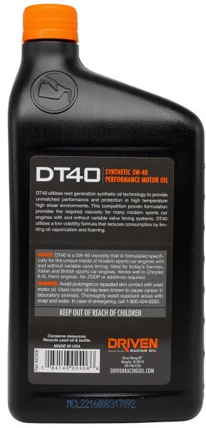 DT40 5W-40 Synthetic Street Performance Oil