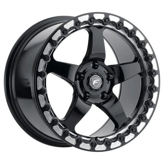 Forgestar 18x12 D5 Beadlock Drag Wheel | 5x120.65| +56 ET | BS 8.8 | Gloss Black Machined | 2006 - 2019 Corvette ZR1 / Z06 / Grand Sport | F00182063P56