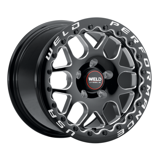 WELD Racing S91070071P30 Solana Beadlock 17x10 6.68" Backspace Gloss Black Milled Rear Wheel for 05-23 Challenger, Charger, Magnum, 300C SRT8, SRT & SRT Hellcat