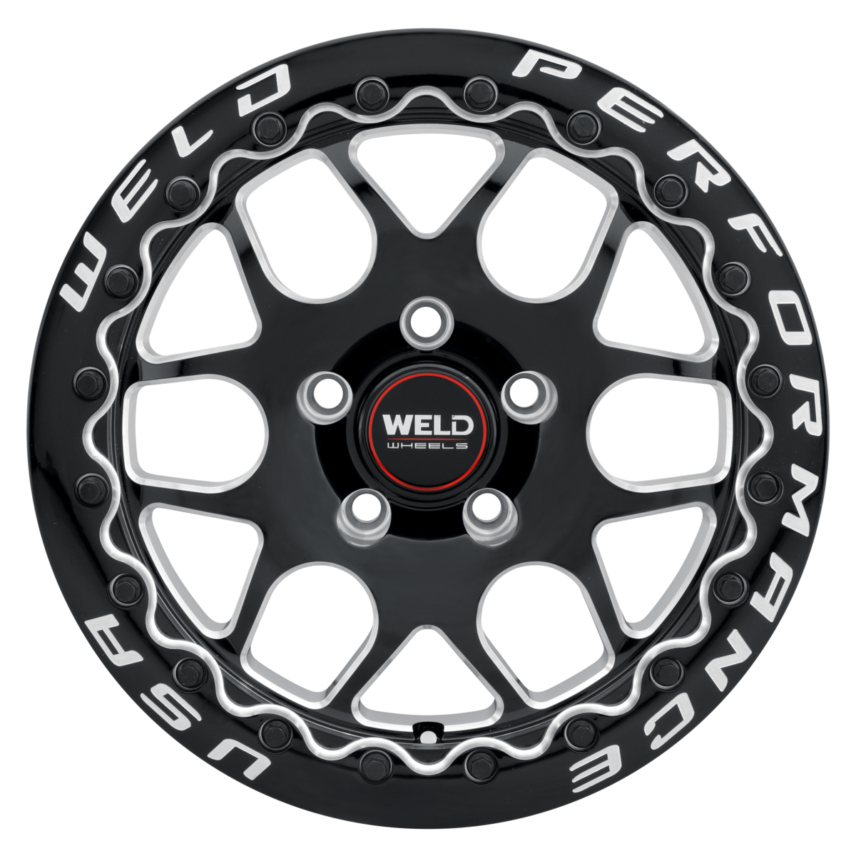 WELD Racing S910B0071P22 Solana Beadlock 15x10 6.36" Backspace Gloss Black Milled Wheel for 05-23 Challenger, Charger, Magnum & 300C R/T, SRT8, SRT & Hellcat with 15" Brake Conversion