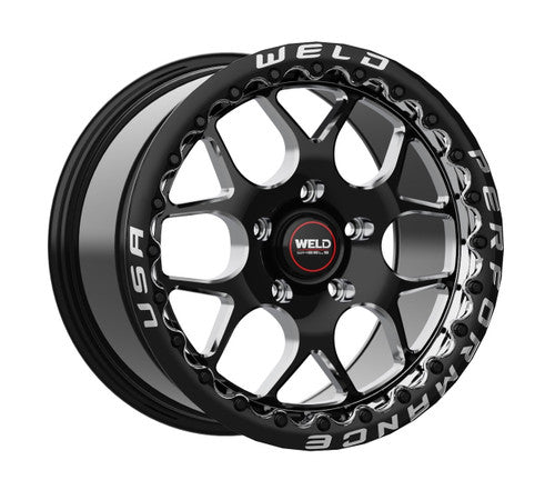 WELD Solana Beadlock Drag Gloss Black Wheel with Milled Spokes 17x10 | 5x114.3 BC (5x4.5) | +48 Offset | 7.38 Backspacing - S91070067P48